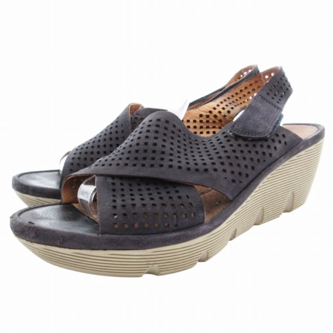 Clarks Clarine Award Clarene sandalo rete zeppa suola 24 cm nero tacco GV usat