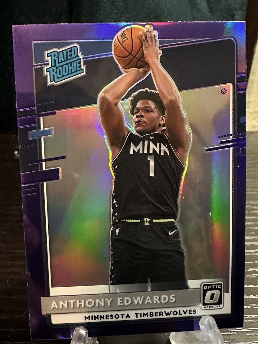 2020-21 Donruss Optic Anthony Edwards Rated Rookie #151 Purple Holo Prizm RC