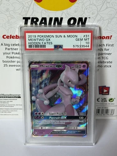 Pokémon Mewtwo GX 31/68 Hidden Fates Ultra Rare Holo PSA 10 Card Slab Defect