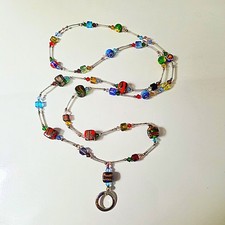 Vintage Art Glass Bead Eyeglass Chain Glasses Holder Sunglasses Lanyard 36"