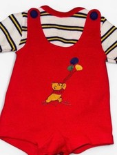 Vintage 1980s Sears Winnie the Pooh Embroidered Knit Romper Baby 0  6 Months
