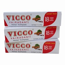 3x 200g Vicco Vajradanti Toothpaste Ayurvedic Herbal Toothpaste (Export  Pack)