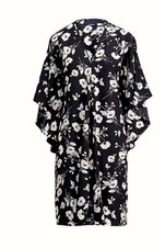 Ralph Lauren Crepe Dress LRL Black Floral Flutter Sleeve Lined Shift NEW NWOT XL