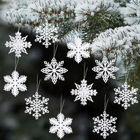 Schneeflocken Weihnachten Deko, 24 StüCk Glitter Schneeflockendeko Mit Seilen, C