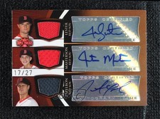 2009 Topps Triple Threads Sepia 17/27 Jon Lester Justin Masterson Auto 4r6