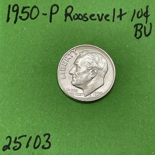 1950 Roosevelt Dime BU Uncirculated Mint State 90% Silver 10c US Coin