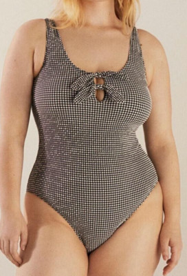 Violeta by Mango Badeanzug UK 14 Plunge Softcup gepolstert Schwimmanzug - Schwarz