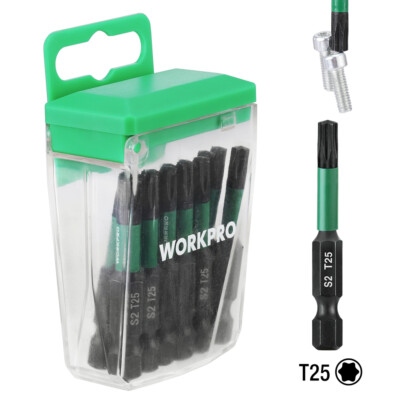 WORKPRO 12PCS T25 Torx Impact Screwdriver Bit Set 1/4'' Hex-Shank Star Driver Bit