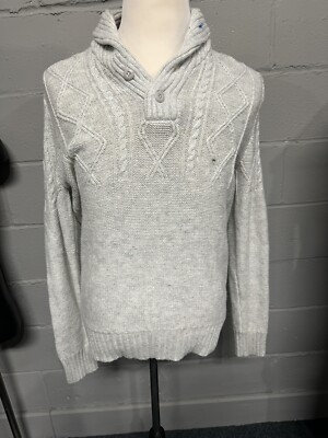 American Eagle Sweater Mens Sz M Oatmeal Cable Knit Fisherman Nordic NWTS