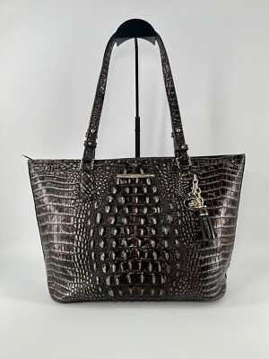 Brahmin Medium Asher Brown Crocodile Embossed Tote - Melbourne Collection (COA)
