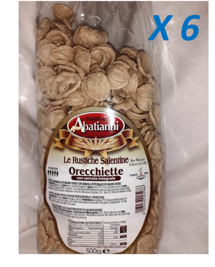 ABATIANNI LE RUSTICHE 3 KG ORECCHIETTE with whole durum wheat semolina (500gX 6)