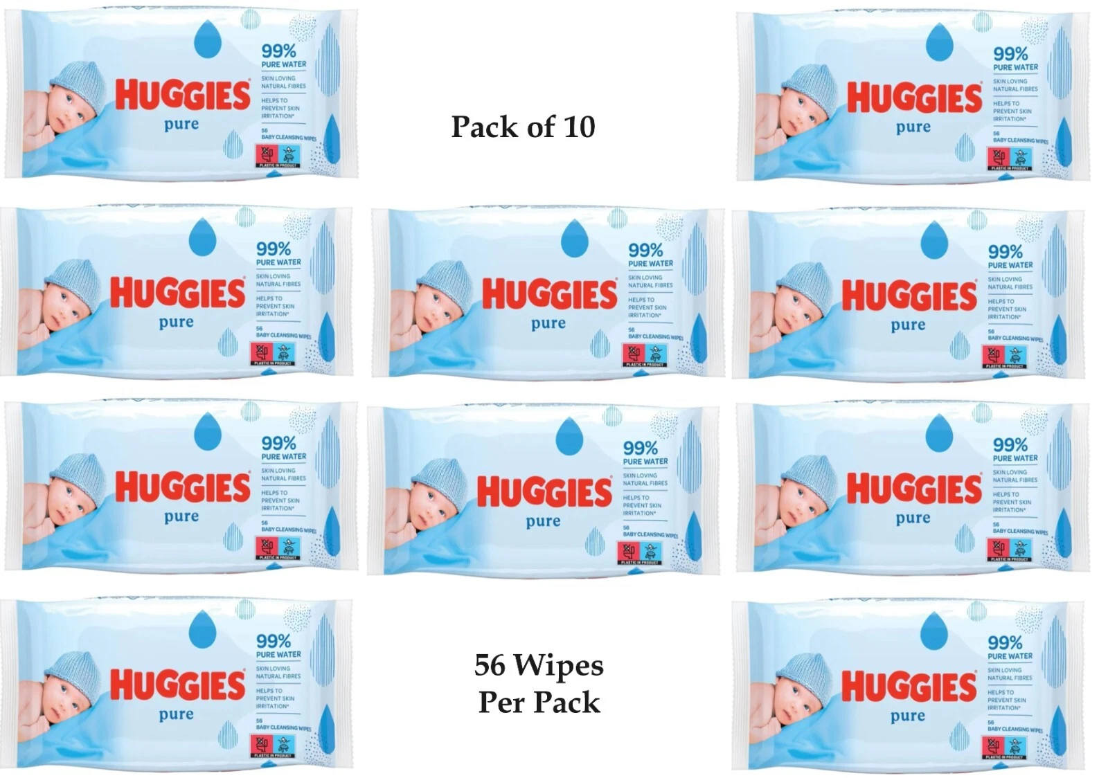Huggies Baby Wet Wipes Pure (Pack of 10) 56 Wipes Per Pack
Opens in a new window or tab