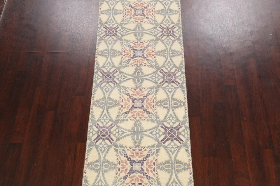 10 ft Geometric Abstract Oriental Runner Rug Hand-knotted Transitional Wool 3x10 - Image 3 of 4