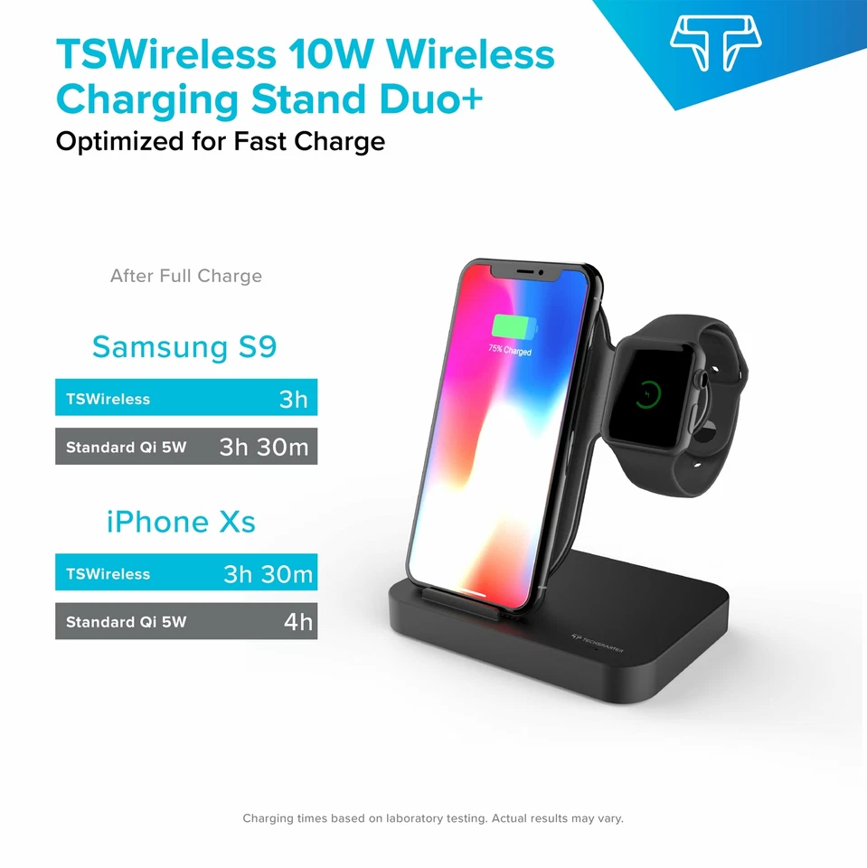 Techsmarter Wireless Charging Station Dock for iPhone, Apple Watch + USB-A Port - Image 4 of 4