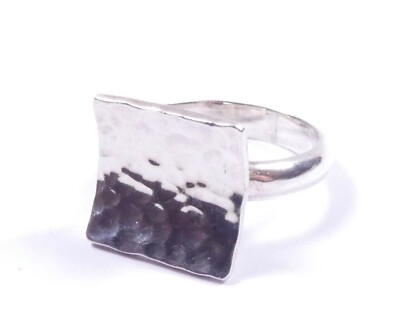 Modernist Ring 925MEX Sterling Silber geschwungen gemustert quadratisches Gesicht 11,1 g