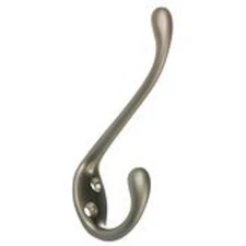 Satin Nickel Simple Double Hook Bath Towel Coat Hat Bag Traditional Style