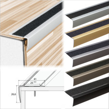 2.7m ALUMINIUM ANTI NON SLIP STAIR EDGE NOSING EDGING STEP TRIM- 41x 26.6mm  A44