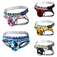Men's Jockstrap Thong Floral Bikini Briefs Sexy Gay Underwear G String Lingerie⇖