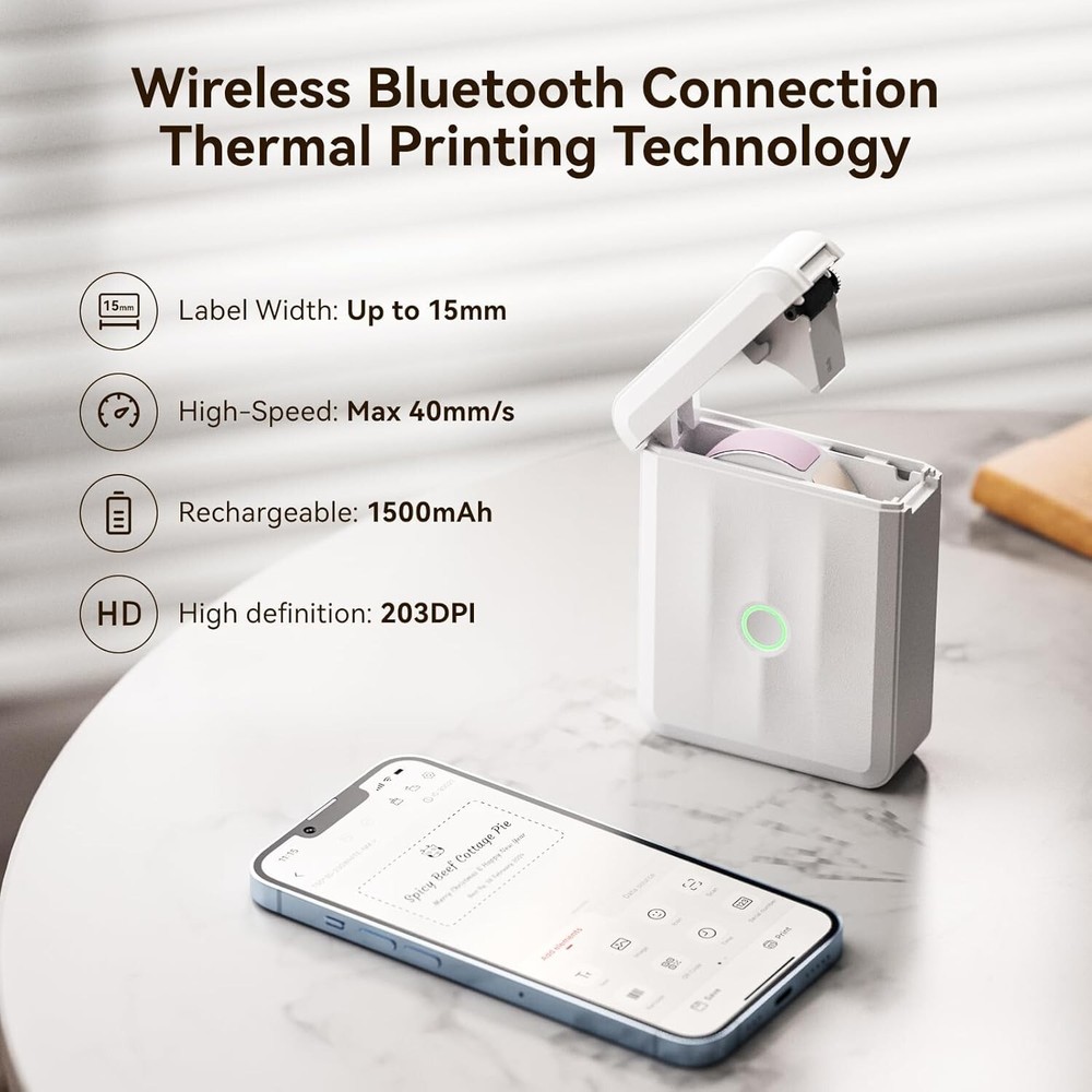New Version D110 Mini Bluetooth Thermal Label Maker Machine with Tape