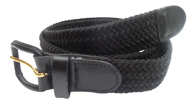 STREEZE Mens Elasticated Fabric Woven Braided Stretch Belt 30mm Leather Buckle