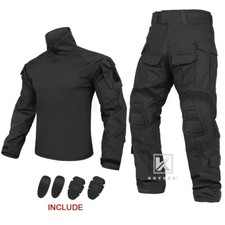 KRYDEX Gen3 Combat Uniform Army Tactical BDU Shirt Pants with Knee Pads Black