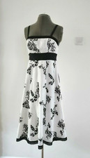 Monsoon Dress Women Size 10 Linen White Embroidery Floral Strappy Dress Vintage