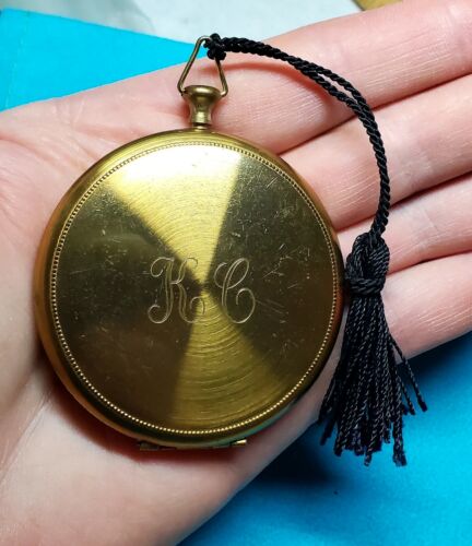 Zell Fifth Avenue Powder Compact Pocket Watch Style 1940s Puff Sifter no mirror  - Afbeelding 1 van 5