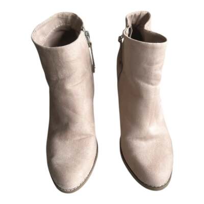 DV by Dolce Vita Ankle Booties Women  Block Heel Side Zip Faux Suede Beige  11