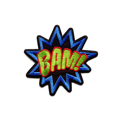 Bam! Text Comic Book Style Embroidered Iron On Patch DIY Applique