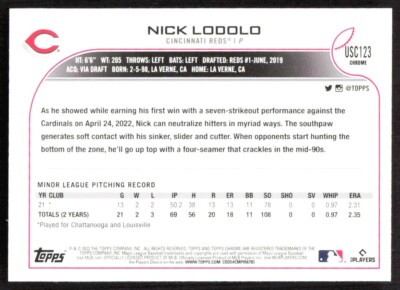 2022 4804A Topps Chrome Update Purple Refractor Nick Lodolo Rookie