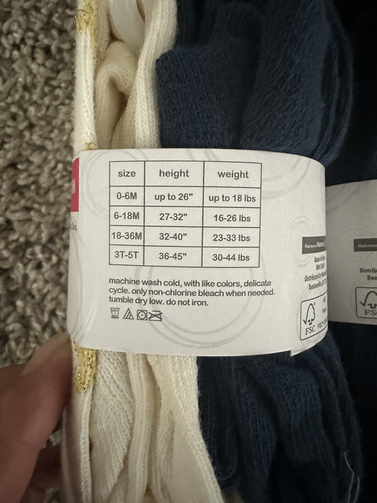 2XWonder Nations Toddler Girls Heavyweight Tights 2 Pc Gold Stars and Blue 6-18M