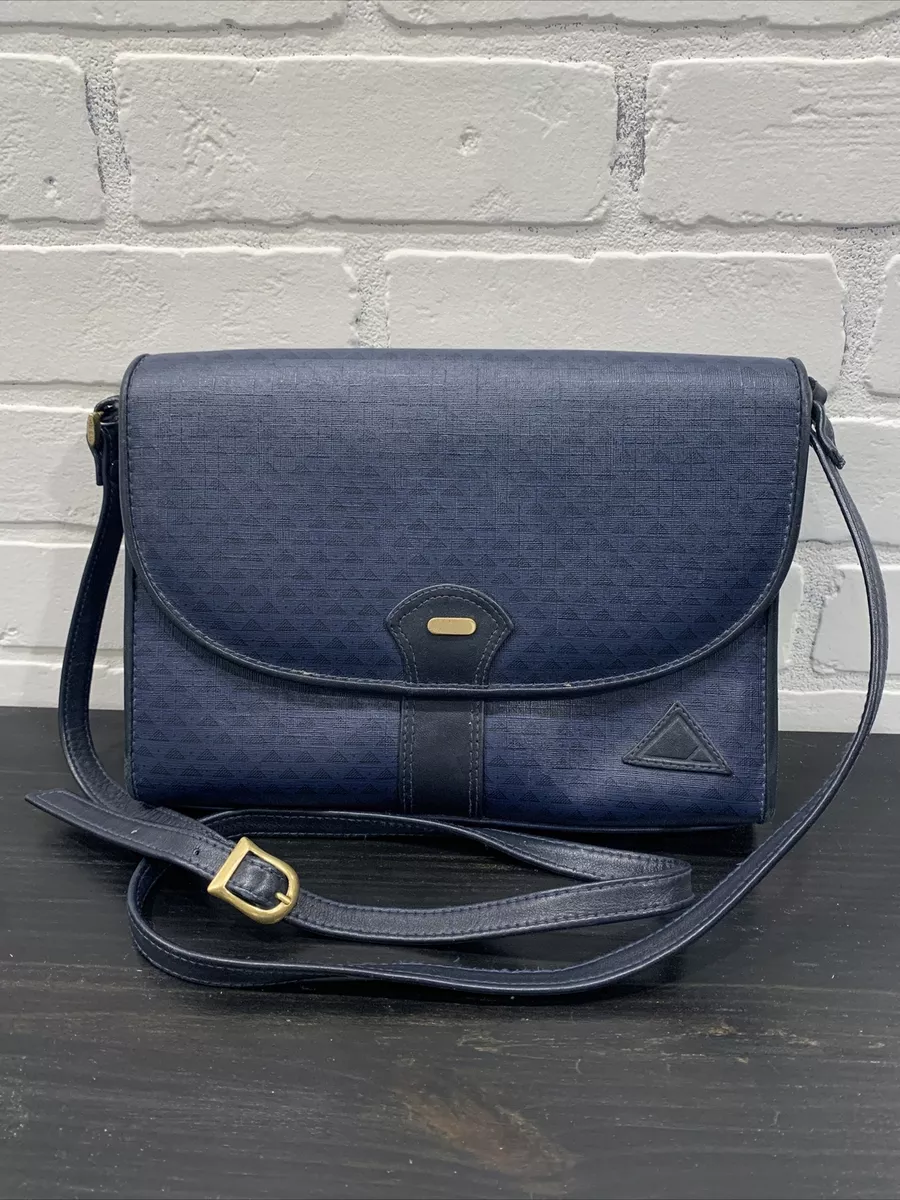 Triangle Sling Bag - Navy Blue Leather