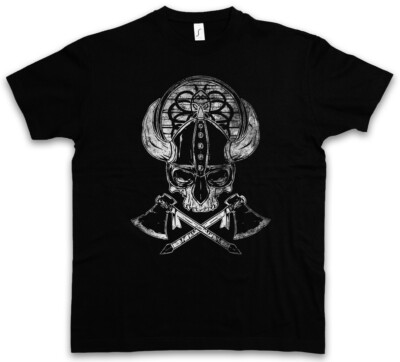 VIKING SKULL II T-SHIRT Runes Valhall Valhalla Odin Thor Norse Vikings Boat