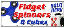 FIDGET SPINNER  CUBE BANNER SIGN tri-spinner edc toy stress fydget