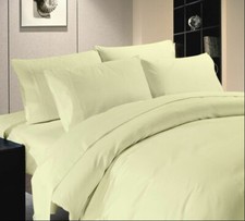 Ivory Solid Color Bed Sheet Set Queen / King Size 1000 Count Egyptian Cotton