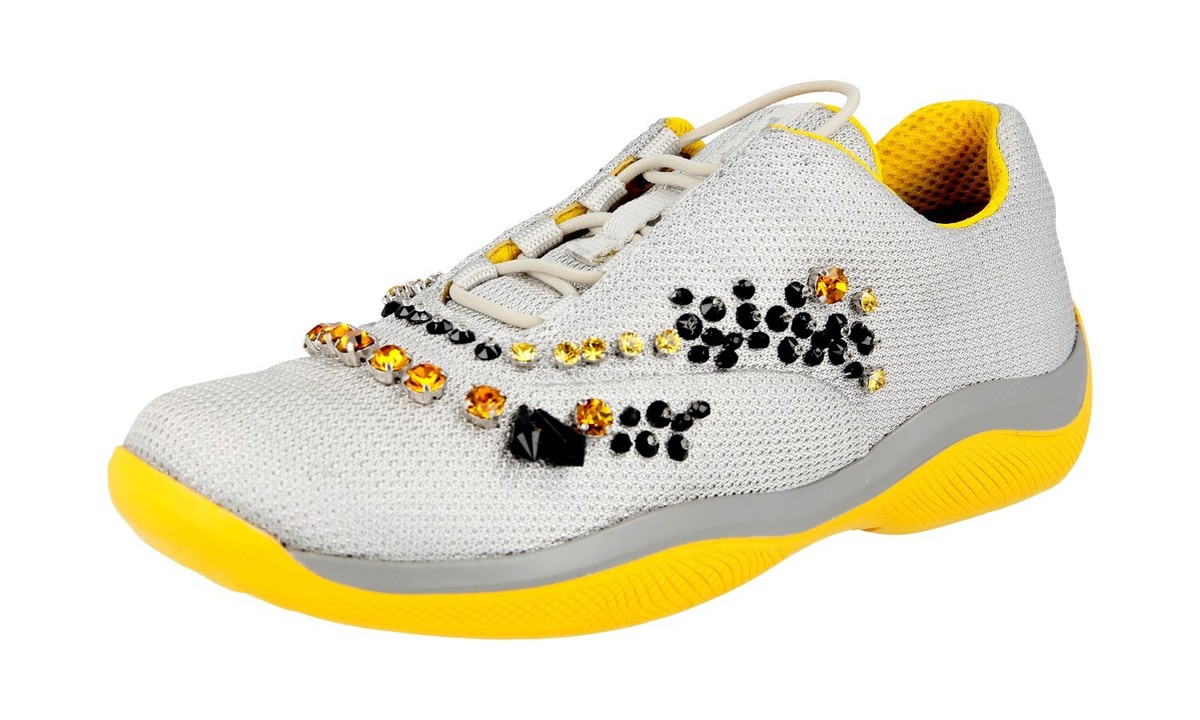 PRADA AMERICAS CUP RHINESTONE CRYSTAL SNEAKERS SHOES 1E784G US 8.5 