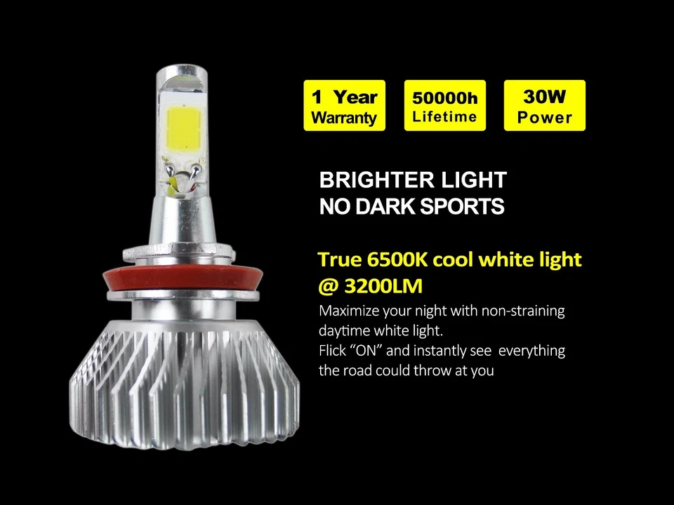 H11 LED Low Beam Light Bulb 6500K White High Power for Honda 2016 Accord Sport — 第 2/3 张图片