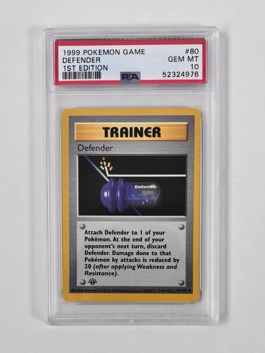 PSA 10 1st Edition Shadowless Base Set Defender 80/102 Pokemon TCG