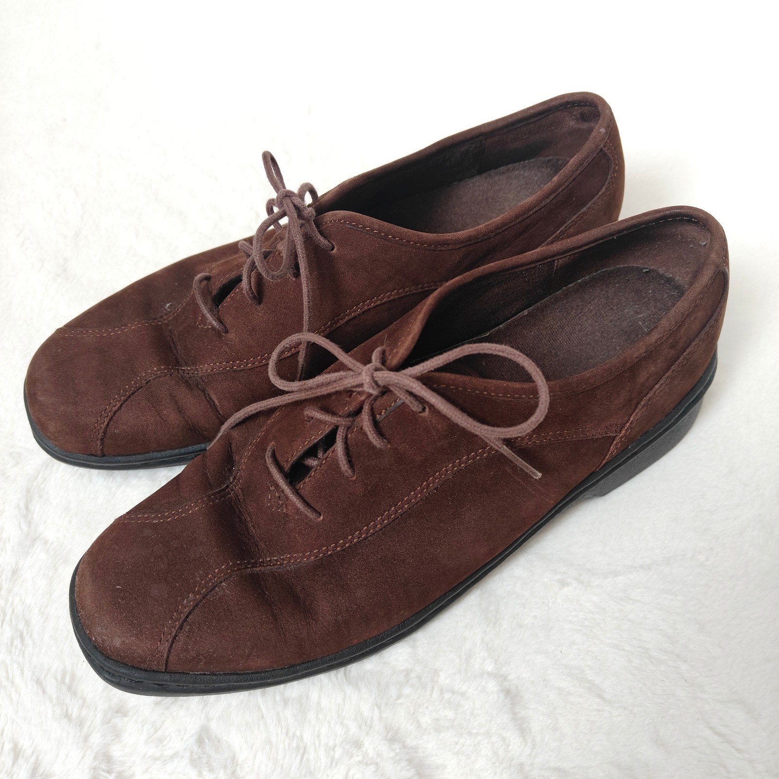 Clarks Springers Women's Shoes Brown Suede Leather Nubuck Lace Up Oxford Size 7