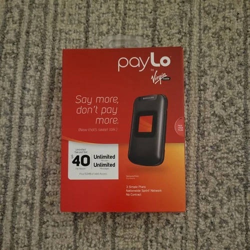 Samsung NOS Virgin Mobile Paylo Flip Phone Black | Virgin Mobile Sealed Package