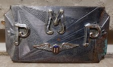 VINTAGE ART DECO HOOK FAST US ARMY AIR FORCE AVIATOR PILOT BELT BUCKLE P.M.P.