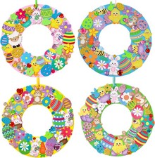 Easter Wreath Craft Kits - DIY Foam Decorations for Kids, 12 Sets