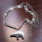 NATIVE AMERICAN STERLING SILVER BEAR PENDANT LINK 27" NECKLACE SIGNED GS  #7813 — photo 3