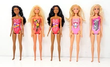 Barbie Water Play Beach Dolls Set of 5 Assorted Lot  ( In Preowned Condition ).