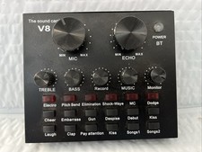 V8 Multifunctional Live Sound Card 12 Kinds Sound FX w/ Volume Adjust Preowned
