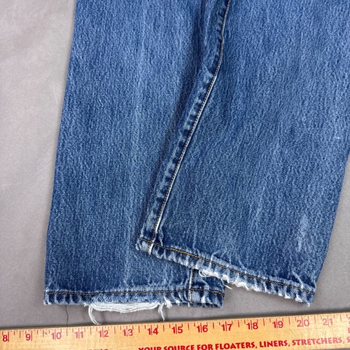 Jeans Levis 501 uomo 30x32 blu bottoni mosca pantaloni denim invecchiati sbiaditi trafilati - Foto 8 di 22