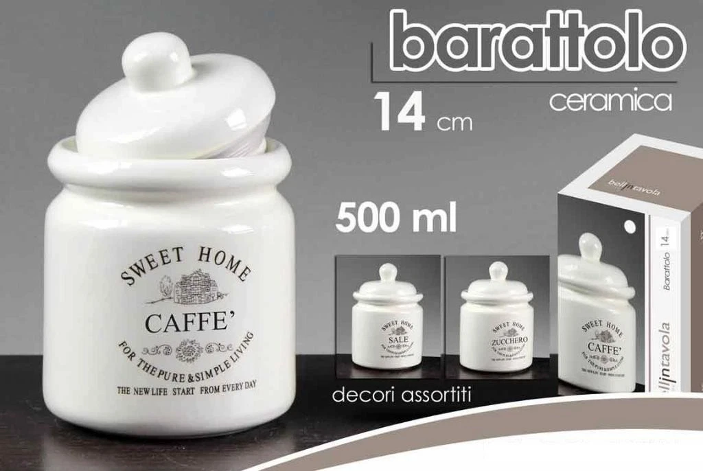 Megusta! Barattolo In Vetro Con Coperchio In Ceramica Bianca - 1200 Ml Per Caffè, Zucchero, Pasta - Ermetico E Lavabile In Lavastoviglie - 6