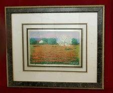 HAND PAINTED PAINTING OIL ON 800%° SILVER PLATE black GOLD SIZE. EXTERNAL 48x56