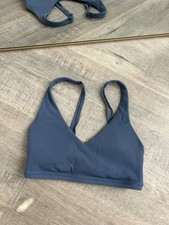 OFFLINE By Aerie Ribbed Plunge Sports Bra Size Small Dusty Blue Padded