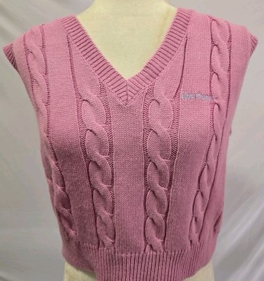  iets frans... Pink Cable Knit Sweater Vest Crop Top Urban Outfitters Size L Y2K